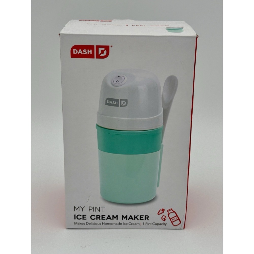 DASH My Pint Ice Cream Maker Aqua White 1 Pint Sorbet Frozen Yogurt Open Box
